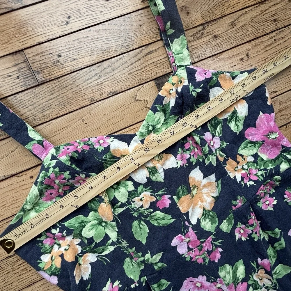 Old Navy Women's Linen Blend Blue Floral Tank Jumpsuit sz XL Romper Jumper - Picture 8 of 10